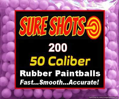 Rubber Paintballs 200 Count for 50 Cal Paintball Guns